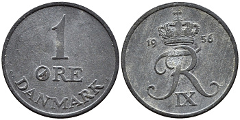 ДАНИЯ 1 ЭРЕ 1956 С; S, ФРЕДЕРИК IX (1947-1972) KM 839.2 цинк 4392-417