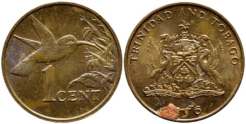 Тринидад и Тобаго 1 цент 1976 колибри KM 25 бронза 4396-956