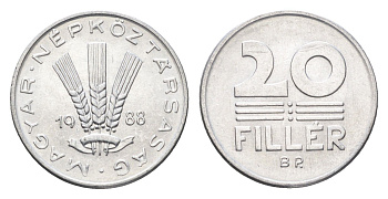 Венгрия 20 филлеров 1988 BP KM 573 алюминий 4668-135