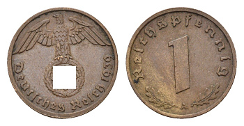 Германия 1 рейхспфенниг 1939 A KM 89, J. 361 бронза 4684-1157