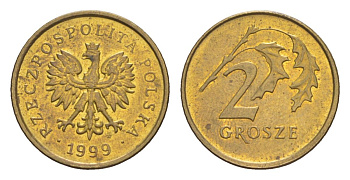 Польша 2 гроша 1999 Y 277 марганец латунь UNC 4625-162