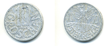 Австрия 10 грошей 1955 KM 2878 алюминий 80-818