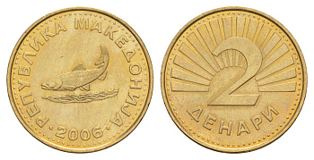 Македония 2 денара 2006 KM 3 латунь UNC 4633-1055