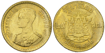 Таиланд 25 сатангов 1957 BE 2500, Рама IX (1946-2016) KM 80 алюминиевая бронза aUNC 4579-731