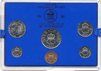 Швеция набор монетного двора из 6 монет 1981 в пластике, Карл XVI Густав (1973- ) KM MS19 UNC 4-3-7-172