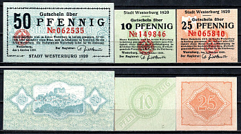 Вестербург (Пруссия, Гессен-Нассау) набор из 3 нотгельдов 1920 2193-51-2-2
