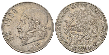 Мексика 1 песо 1977 Хосе Мария Морелос KM 460 медно-никель 4590-746