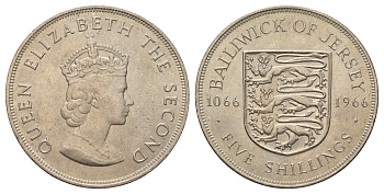 Джерси 5 шиллингов 1966 900 лет битве при Гастингсе, в запайке, тираж 30.000 экземпляров KM 28 медно-никель BU 74-1035