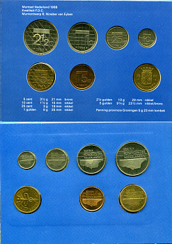 НИДЕРЛАНДЫ НАБОР ИЗ 6 МОНЕТ ПЛЮС ЖЕТОН МОНДВОРА 1988 БЕАТРИКС UNC 06-081-70