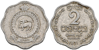 Цейлон 2 цента 1971 KM 128 алюминий 44-1266