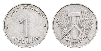 ГДР 1 пфенниг 1952 A KM 5 алюминий 4647-759
