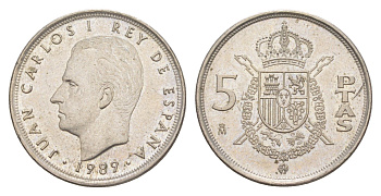 Испания 5 песет 1989 M, Хуан Карлос I (1975-2014) KM 823 медно-никель 4616-125