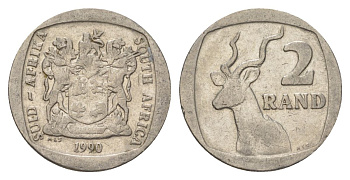 ЮАР 2 ранда 1990 KM 139 медь плакированная никелем 4626-1117