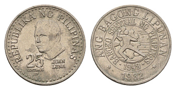 Филиппины 25 сентимо 1982 KM 227 медно-никель 4579-1011