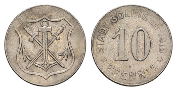 Золинген 10 пфеннигов 1919 Funck 508.4, Men18 29571.5 железо 4659-347