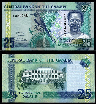 Гамбия 25 даласи ND (2001-2005) Pick 22 c бумага UNC (пресс) 7217-3-1-1