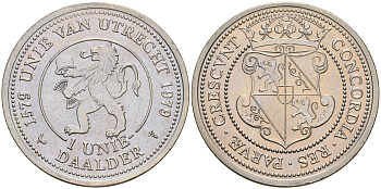 Нидерланды 1 даалдер 1979 400 лет Утрехтскому союзу медно-никель UNC 7-5-2-18