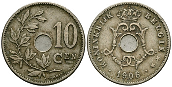 Бельгия 10 сантимов 1906 Belgie KM 53 медно-никель 4172-1235