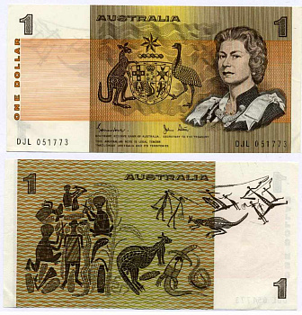 Австралия 1 доллар 1974-1983 signatures: Johnston & Stone Pick 42 d бумага aUNC 00-00