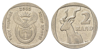 ЮАР 2 ранда 2003 KM 335 медь плакированная никелем 4626-1241