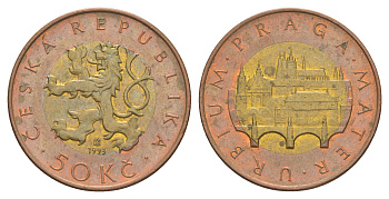 Чехия 50 крон 1993 HM, Прага, Карлов мост KM 1 биметалл 4648-1141