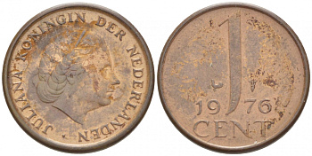 НИДЕРЛАНДЫ 1 ЦЕНТ 1976 ЮЛИАНА KM 180 бронза 3718-151