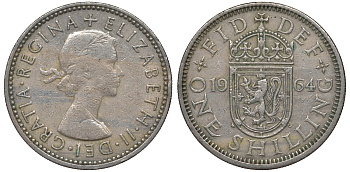 Великобритания 1 шиллинг 1964 Елизавета II (1952-2022), Шотландский герб KM 905, Spink 4148 медно-никель 4122-1026