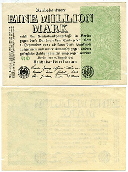 ГЕРМАНИЯ 1000000 МАРОК 1923 Pick 102 бумага 6289-43-2-1