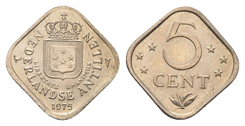 Нидерландские Антильские острова (Нидерландские Антилы) 5 центов 1975 KM 13 медно-никель UNC 4664-643