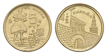 Испания 5 песет 1996 Риоха KM 960 алюминиевая бронза UNC 4623-1219