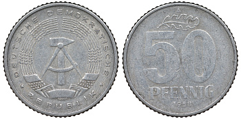 ГДР 50 ПФЕННИГОВ 1958 алюминий 62-627