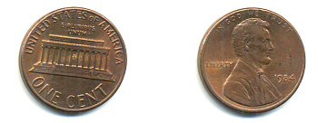 США 1 ЦЕНТ 1984 ЛИНКОЛЬН KM 201b цинк плакированный медью 179-367