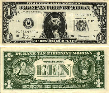 НИДЕРЛАНДЫ 1 ДОЛЛАР 1966 БАНК PIERPONT MORGAN, WE TRUST NO DOG бумага 7198-34-2-1