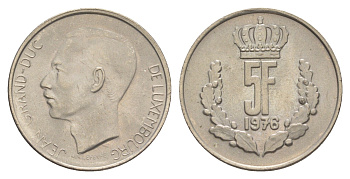 Люксембург 5 франков 1976 Герцог Жан (1964-1999) KM 56 медно-никель UNC 4641-1042