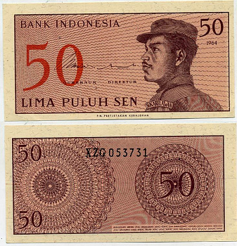 Индонезия 50 сенов 1964 доброволец Pick 94 a бумага UNC (пресс) 6317-39-4