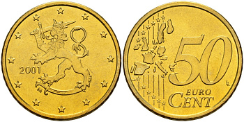 Финляндия 50 евроцентов 2001 KM 103 нордик UNC 4146-231