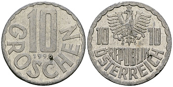 Австрия 10 грошей 1990 KM 2878 алюминий 4135-312