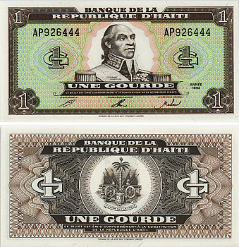 ГАИТИ 1 ГУРД 1992 Pick 259а бумага UNC (ПРЕСС) 8604-39-4-2