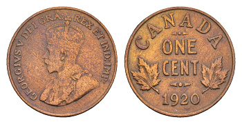 Канада 1 цент 1920 Георг V (1910-1936) KM 28 бронза 4655-435