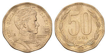 Чили 50 песо 1994 KM 219 алюминиевая бронза UNC 4141-156
