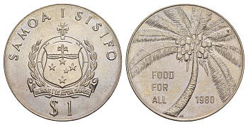 Самоа 1 тала 1980 ФАО KM 38 медно-никель BU 5010-1341
