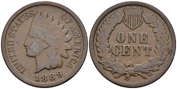 США 1 цент 1889 индеец, Indian head  бронза    4169-137
