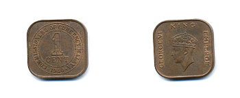 Британская Малайя 1 цент 1940 Георг VI (1937-1952) KM 2 бронза 4379-615