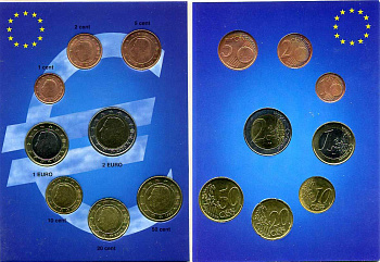 Бельгия евронабор из 8 монет 1999-2001   биметалл  UNC  1-6-2-41