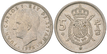 Испания 5 песет 1975 (79), Хуан Карлос I (1975-2014) KM 807 медно-никель 4616-1034