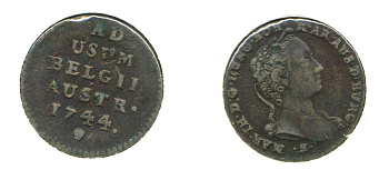 АВСТРИЙСКИЕ НИДЕРЛАНДЫ 1 ЛИАРДА 1744 МАРИЯ ТЕРЕЗА KM 1 медь 503-511