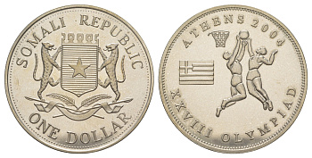 Сомали 1 доллар 2004 XXVIII летние Олимпийские Игры, Афины 2004 - Баскетбол UC 229 медно-никель BU 1521-1312