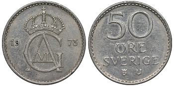Швеция 50 эре 1973 Густав VI Адольф (1950-1973) KM 837 медно-никель 4122-333