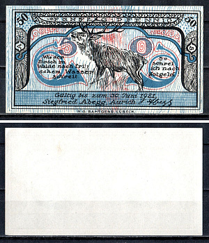 Аурих (Пруссия, Ганновер) 50 пфеннигов 1921 Mehl Grabowski 56.1 бумага UNC (пресс) 7556-47-2-1