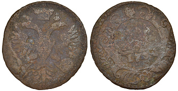 Россия 1 деньга 17ХХ медь 51-3821